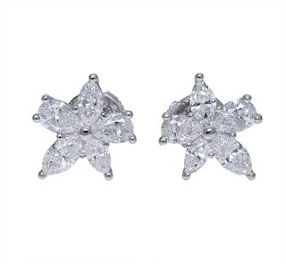 Tiffany & Co Platinum Victoria Mixed Cluster Earrings