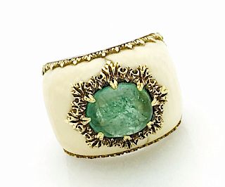 Buccellati 18k Gold Brazilian Emerald Ring  Size 4.75
