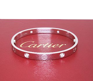 Cartier LOVE White Gold 10 Diamonds Bracelet Size 17