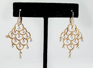 14K Yellow Gold & Diamond Chandelier Earrings