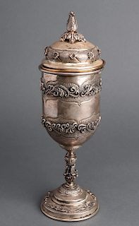 Judaica Silver Covered Chalice with Internal Cup