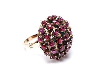 Vintage 12K Rose Gold & Ruby Dome Ring