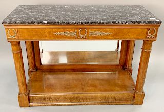 Henredon empire style marble top hall table, ht. 31 in., top: 18" x 44".
