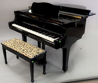 Yamaha black lacquer Grand piano with bench, G3.