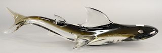 Archimede Seguso (1909-1999), large art glass murano sand shark, signed "A. Seguso" on the bottom. ht. 7 1/2 in., lg. 31 1/2 in.