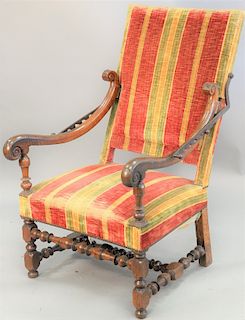 Walnut William and Mary armchair with adjustable back made up of old elements. ht. 46 in.