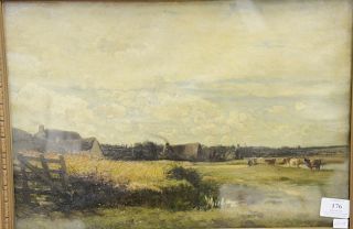 Emile Charles Lambinet (1815-1877), oil on canvas, Country Farm, signed lower left Emile Lambinet, sight size 13 1/2" x 19".