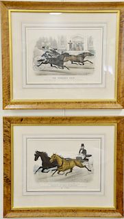 Two Currier & Ives colored lithographs, "The Parson's Colt" and "Maud S. and Aldine", sight size 11 1/12" x 16". Provenance: Property from the Credit 