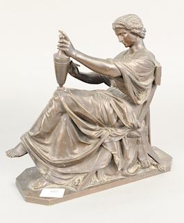 Victor Etienne Simyan (1826-1886), L'Art 'Etrusque figural bronze sculpture, marked on back "Simyan Delafontaine", (neck cracked). ht. 12", lg. 12".