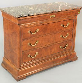 Henredon Charles X marble top commode, ht. 34 1/2 in., top 19" x 44".