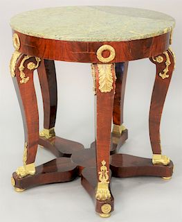 French Empire style round occasional table, 19th century, with marble top, ht. 34 1/2 in., dia. 33in.