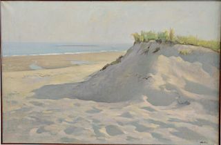 Frank W. Handlen (b. 1916), oil on canvas, "Beach Dunes", signed lower right Handlen. size 18" x 28".