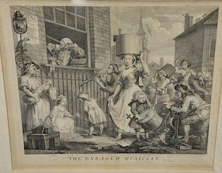 William Hogarth, etching/engraving, "The Enraged Musician," 1741 published by WM Hogarth. sight size: 15 1/2" x 17 1/4".