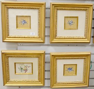 Group of fifteen floral and fruit paintings, on paper, framed and matted. sight size 3 1/2" x 4" to 4" x 5 1/2".