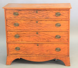 Federal four drawer chest, on large French feet, circa 1800, ht. 37 1/2 in., top 17 1/2" x 41 1/2".