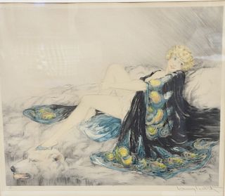 Louis Icart (1888-1950), stitching aquatint, "Silk Robe", pencil signed lower right Louis Icart, sight size 16 1/2" x 19".