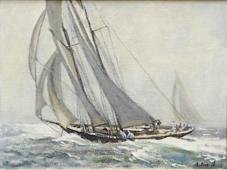 Oil on board, Arnold Whitman Knauth II (1918-2017), "Breezing Along", signed lower right A. Knauth, 9" x 12".