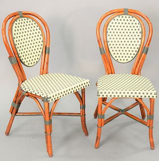 Set of twelve Poitoux Glac seat Rattan side chairs, ht. 36 in.