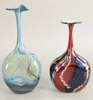 Two Vander art glass vase, signed Vander on bottom, 2011 and 2012, ht. 13 1/2 in., 11 1/4 in.