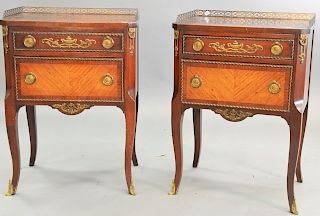 Pair of Curtis mahogany Louis XV style stands, ht. 29 in., top 14 x 21 in.