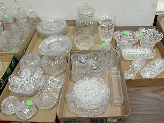 Five tray lots, of cut glass, crystal and glass to include small dishes, vases, plates, etc.