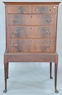 Mahogany chest on frame, ht. 63 1/2 in., wd. 38 1/2 in.