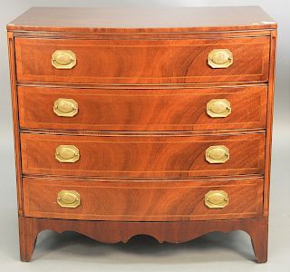 Custom mahogany bow front chest, ht. 34 in., wd. 36 in, dp. 22 in.