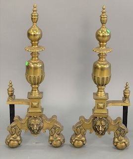 Pair of brass andirons, ht. 29 in.