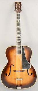 C.F. Martin F-2 acoustic guitar, 1940-1942, archtop, (rear center seam separation), only 46 made. 