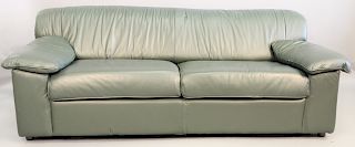 Green leather sofa bed, lg. 82 in.