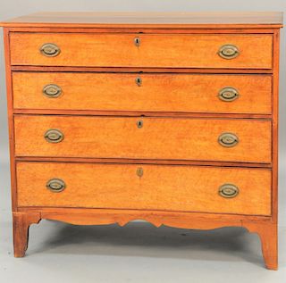 Federal Cherry Chest, having birdseye maple drawer fronts, height 37 in., top 18x42 1/2 in.