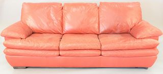 Leather sofa and ottoman, length 90 in.