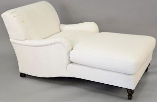 Large Contemporary chaise, (bottom corner of upholstery frayed), ht. 36 in., lg. 67 in., wd. 36 in.