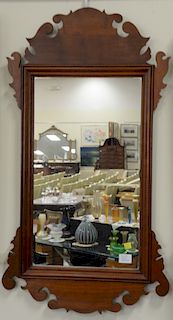 Two Eldred Wheeler mirrors, Queen Anne style tiger maple mirror (24" x 13") and a Cherry Chippendale style mirror (36" x 20").