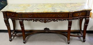 Marble top sideboard, with drawers and carved legs, ht. 37 1/2in., top 23 x 83 in.