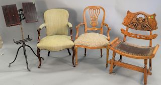 Four piece group, to include a pair of slipper chairs along with a music stand.