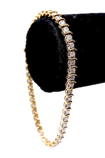 14K Yellow Gold Diamond "S-Link" Tennis Bracelet