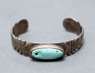 Native American Indian Silver Turquoise Cuff