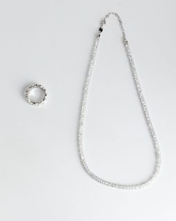 Diamonique 14K White Gold & CZ Ring & Necklace