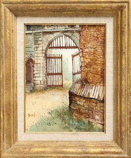 Philippe Bunel "Archway with Gate" Oil on Canvas