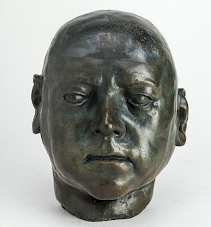 Modern Bronze Bust Sculpture Of A Man