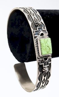 Happy Piasso Navajo Indian Silver Turquoise Cuff