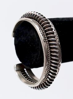 Navajo Native American Silver Cuff Bracelet