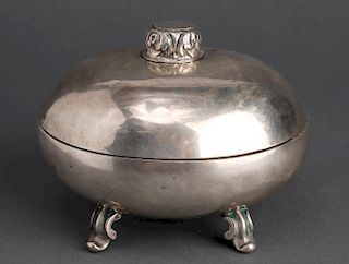 German Silver Covered Footed Bowl