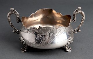 Russian Silver Two Handle Footed Bowl
