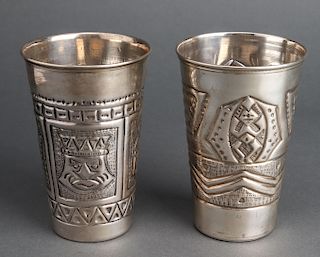 Mexican 900 Silver Repousse Cups, 2