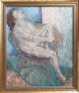 David Messer "Seated Female Nude" Oil on Canvas