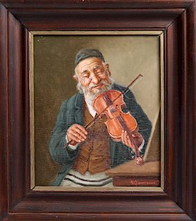 Konstantin Szewczenko "Violinist" Oil on Panel