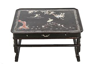 Asian Mother of Pearl & Lacquered Small Table