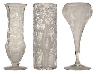 Three Fine Cut Glass Vases